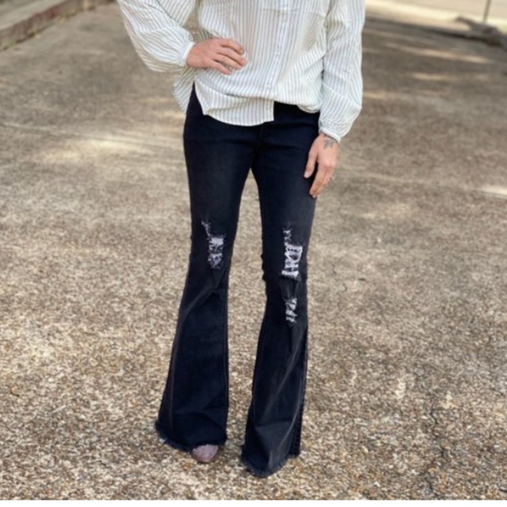 Black distressed bells nwt